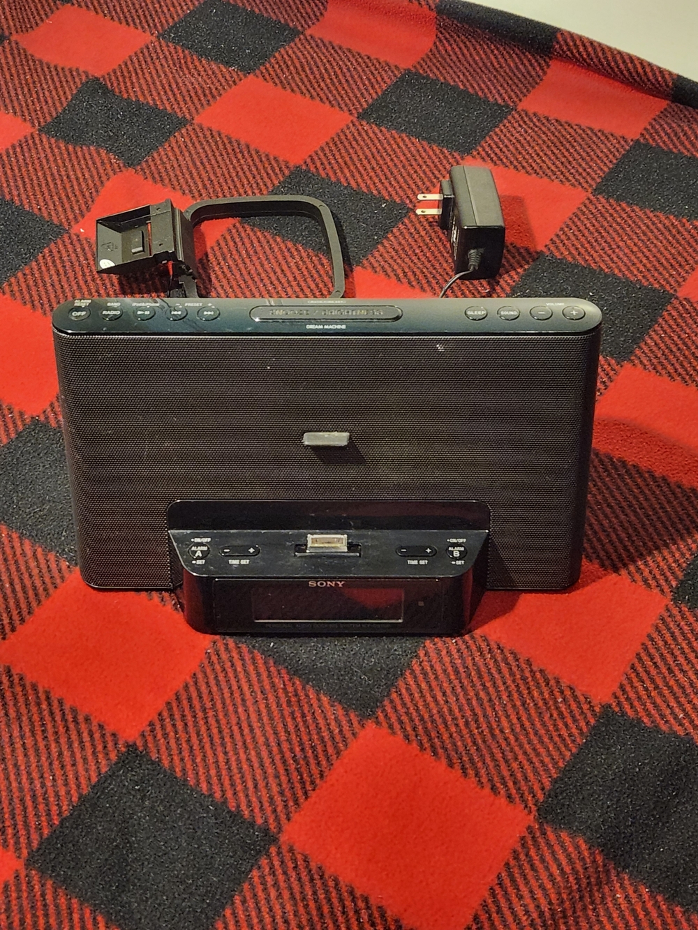 Sony Black Portable Docking Speaker with Clock and Dock